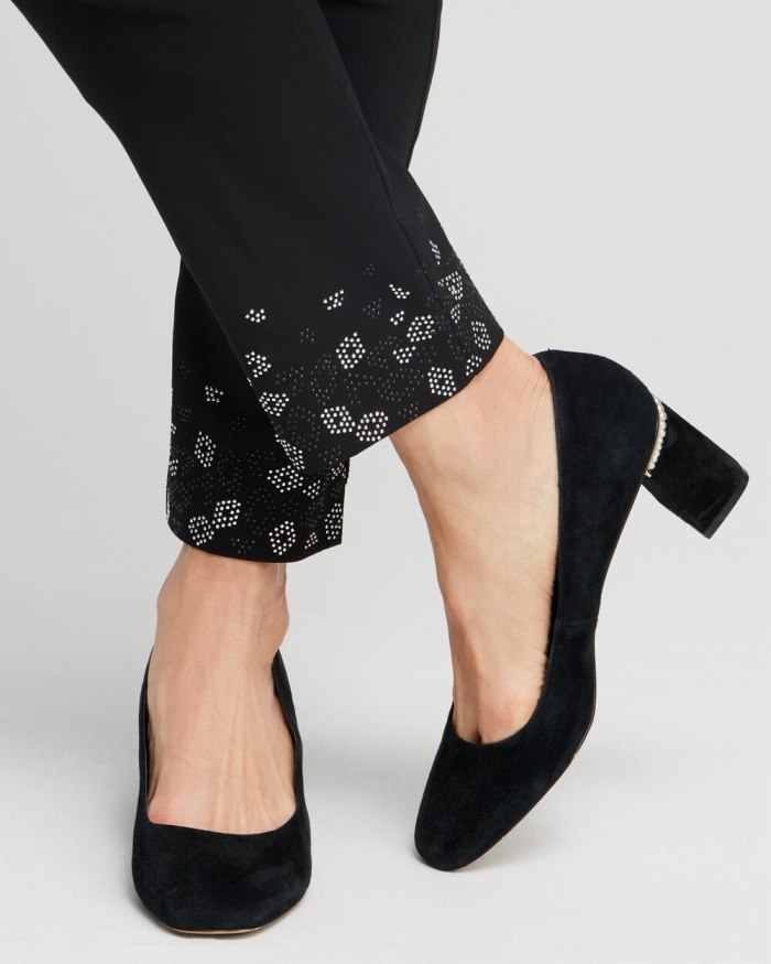 Chicos Brigitte Leopard Studs Ankle Pants - Black Chicos Brigitte Leopard Studs Ankle Pants - Black