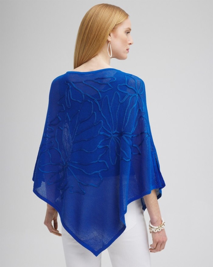 Chicos Embroidered Knit Triangle Poncho - Mango Sorbet Chicos Embroidered Knit Triangle Poncho - Mango Sorbet