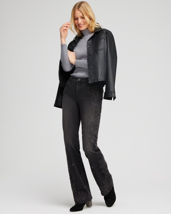 Chicos Rib Knit Stripe Turtleneck - Black Chicos Rib Knit Stripe Turtleneck - Black