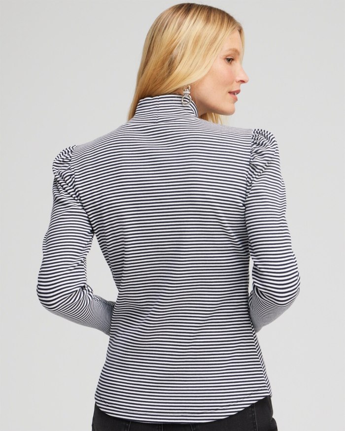Chicos Rib Knit Stripe Turtleneck - Black Chicos Rib Knit Stripe Turtleneck - Black