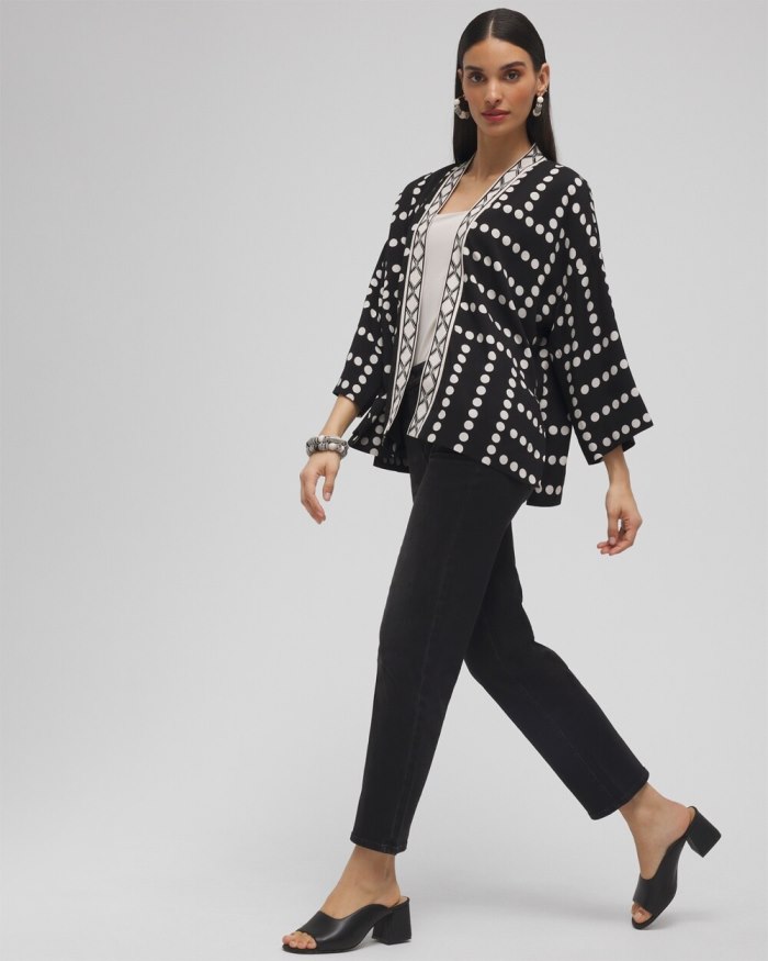 Chicos Silk Blend Mixed Print Kimono - Black Chicos Silk Blend Mixed Print Kimono - Black