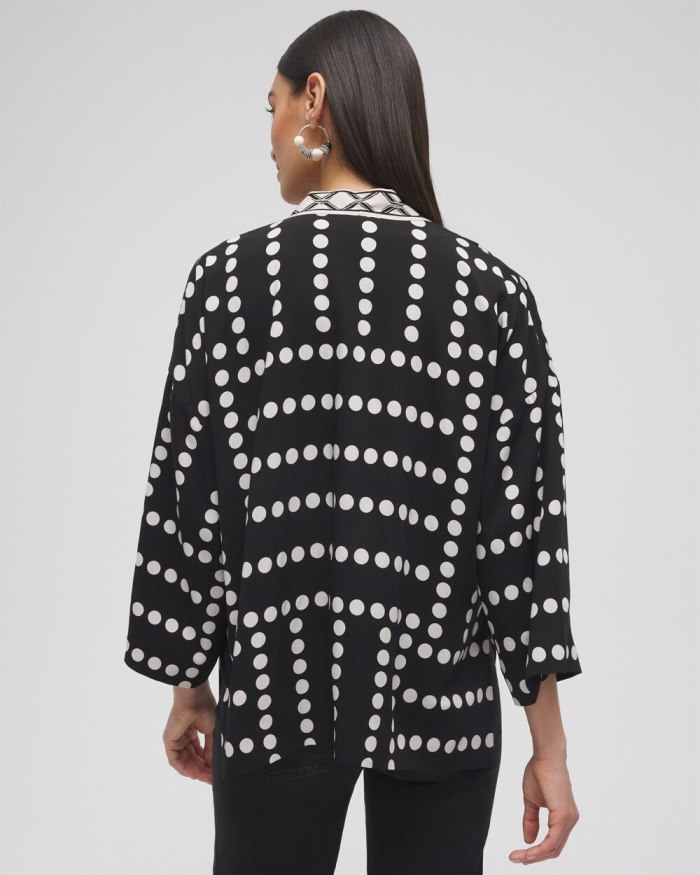 Chicos Silk Blend Mixed Print Kimono - Black Chicos Silk Blend Mixed Print Kimono - Black