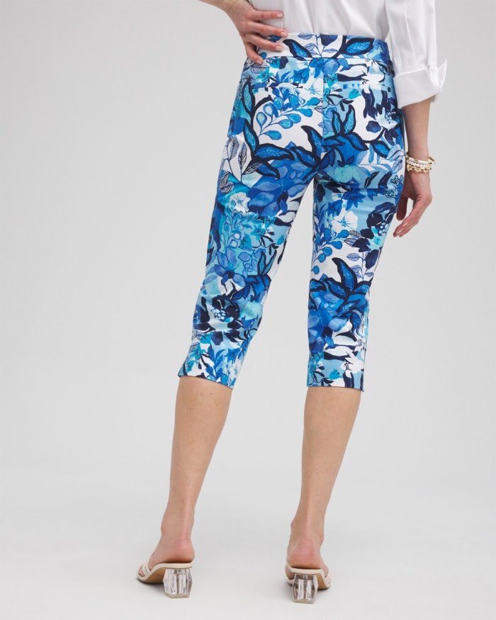 Chicos Brigitte Cool Floral Capri Pants - Alabaster/Classic Navy Chicos Brigitte Cool Floral Capri Pants - Alabaster/Classic Navy