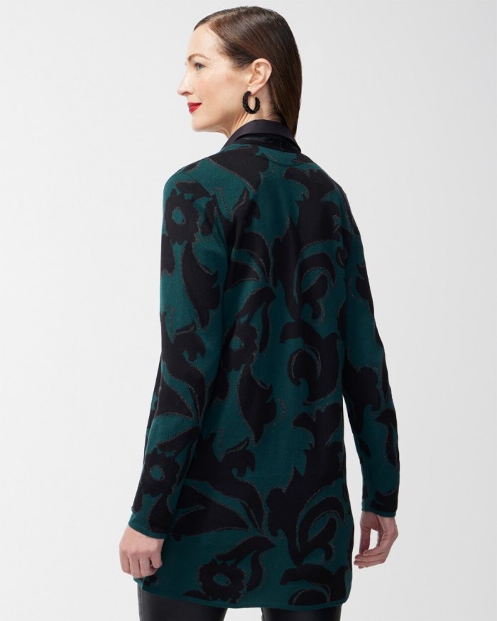Chicos Scroll Print Lurex Cardigan Sweater - Enchanted Forest Chicos Scroll Print Lurex Cardigan Sweater - Enchanted Forest