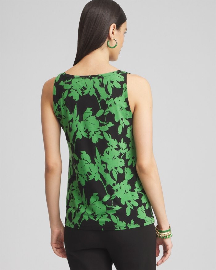 Chicos Touch of Cool Floral Polished Tank - Verdant Green Chicos Touch of Cool Floral Polished Tank - Verdant Green