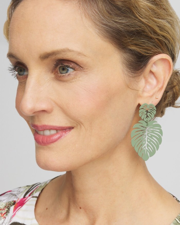 Chicos No Droop Green Leaf Earrings - Green Chicos No Droop Green Leaf Earrings - Green