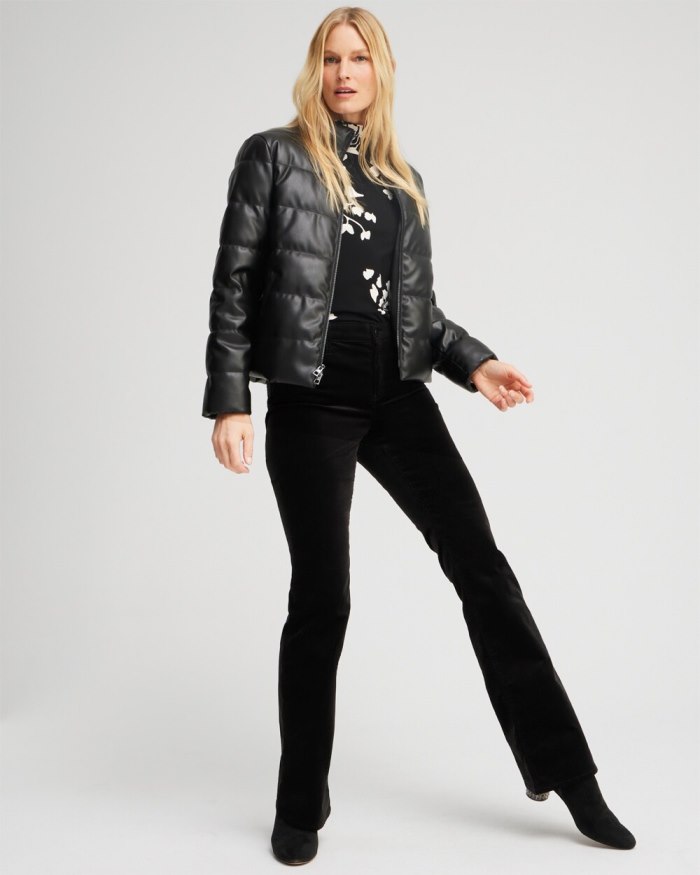 Chicos Faux Leather Puffer Jacket - Black Chicos Faux Leather Puffer Jacket - Black