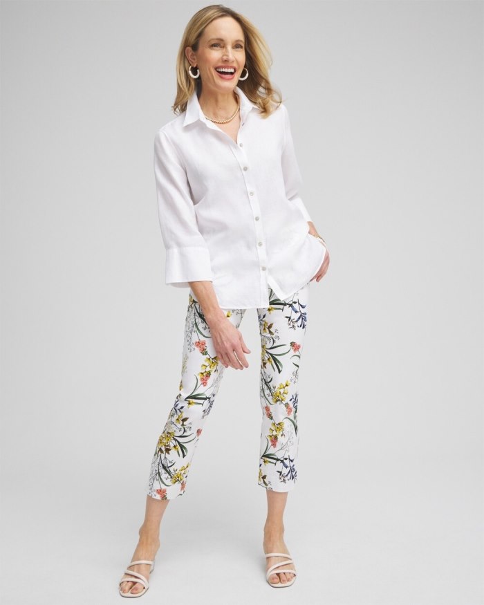 Chicos Brigitte Floral Slim Cropped Pants - Alabaster Chicos Brigitte Floral Slim Cropped Pants - Alabaster