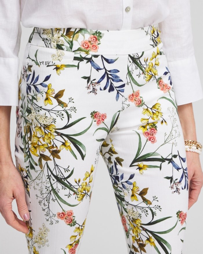 Chicos Brigitte Floral Slim Cropped Pants - Alabaster Chicos Brigitte Floral Slim Cropped Pants - Alabaster