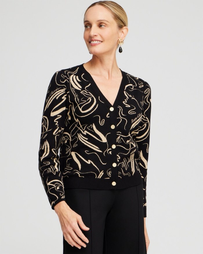 Chicos Lurex Button Front Cardigan - Black Chicos Lurex Button Front Cardigan - Black