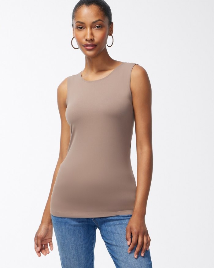 Chicos High Neck Microfiber Tank - Urban Taupe Chicos High Neck Microfiber Tank - Urban Taupe