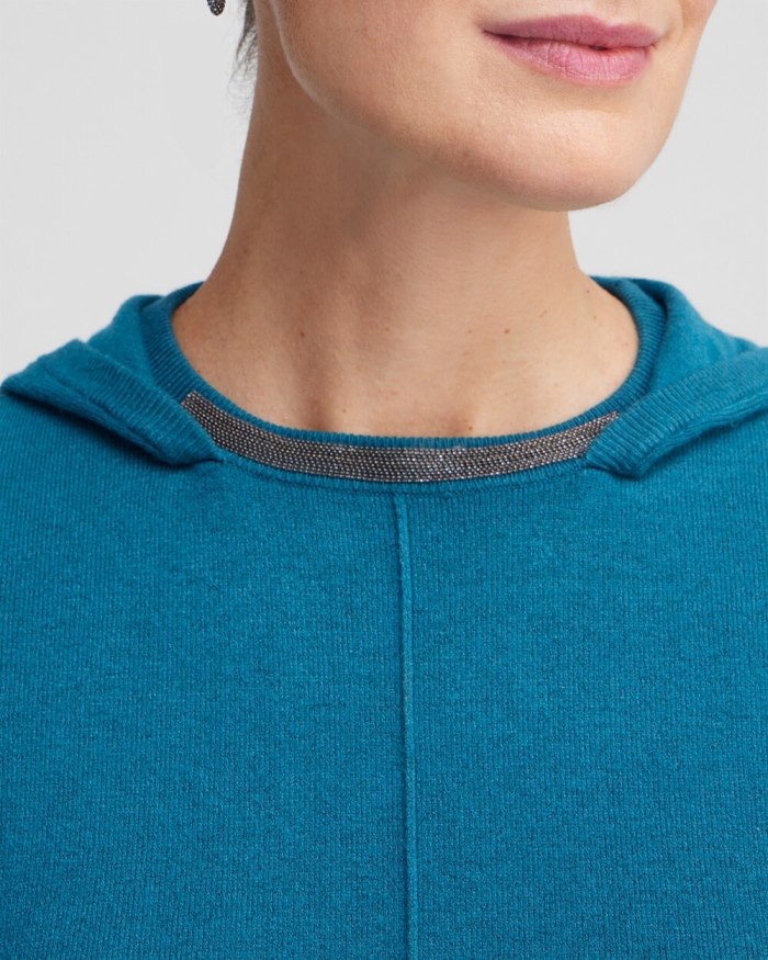 Chicos Zenergy Luxe Cashmere Blend Hooded Sweater - Moonlit Teal Chicos Zenergy Luxe Cashmere Blend Hooded Sweater - Moonlit Teal