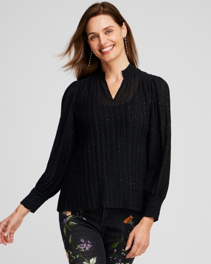 Chicos Pleated Blouse - Black Chicos Pleated Blouse - Black