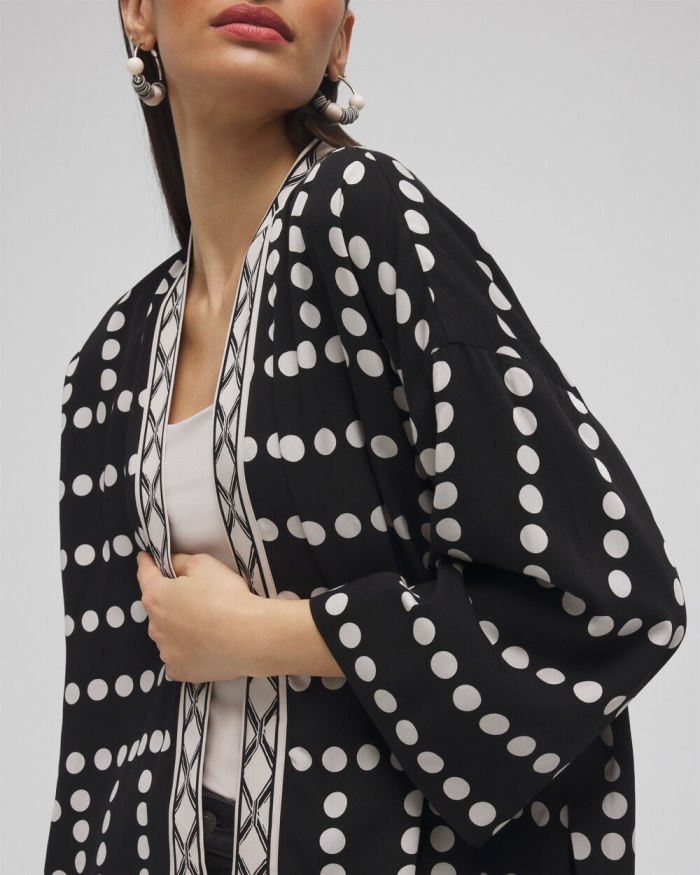 Chicos Silk Blend Mixed Print Kimono - Black Chicos Silk Blend Mixed Print Kimono - Black