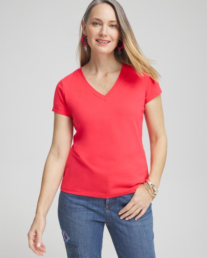 Chicos V-neck Perfect Tee - Watermelon Punch Chicos V-neck Perfect Tee - Watermelon Punch
