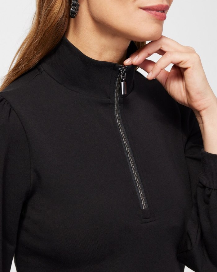 Chicos Zenergy French Terry Half Zip Pullover - Cobalt Night Chicos Zenergy French Terry Half Zip Pullover - Cobalt Night