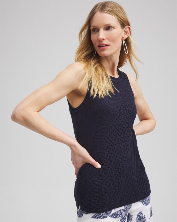Chicos Textured Knit Tank - Classic Navy Chicos Textured Knit Tank - Classic Navy