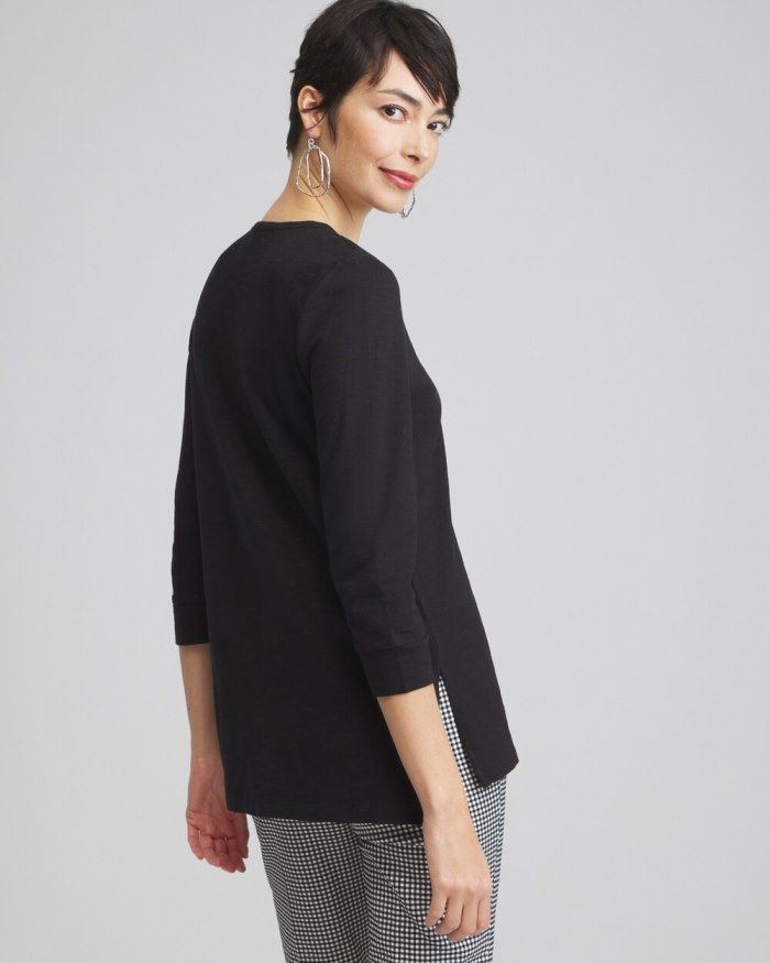 Chicos Henley Side Slit Tunic - Nectarine Chicos Henley Side Slit Tunic - Nectarine