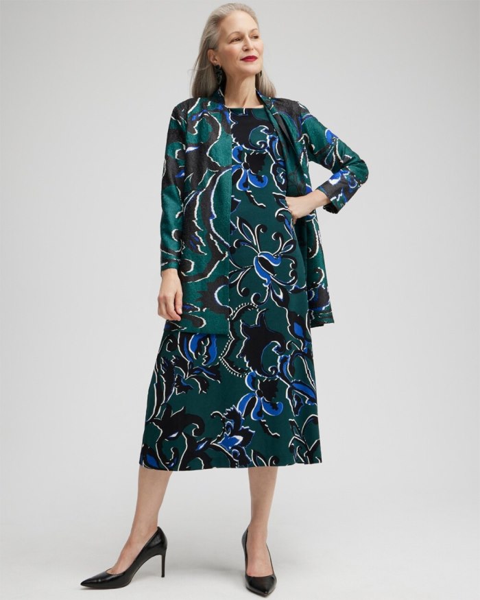 Chicos Travelers Floral Bell Sleeve Dress - Enchanted Forest Chicos Travelers Floral Bell Sleeve Dress - Enchanted Forest