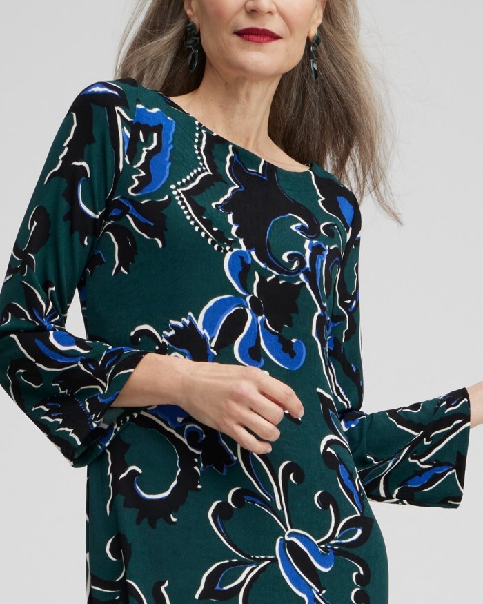 Chicos Travelers Floral Bell Sleeve Dress - Enchanted Forest Chicos Travelers Floral Bell Sleeve Dress - Enchanted Forest