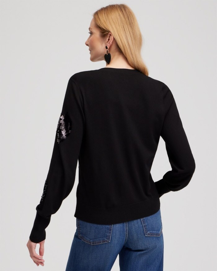 Chicos Sequin Hearts Cardigan - Black Chicos Sequin Hearts Cardigan - Black