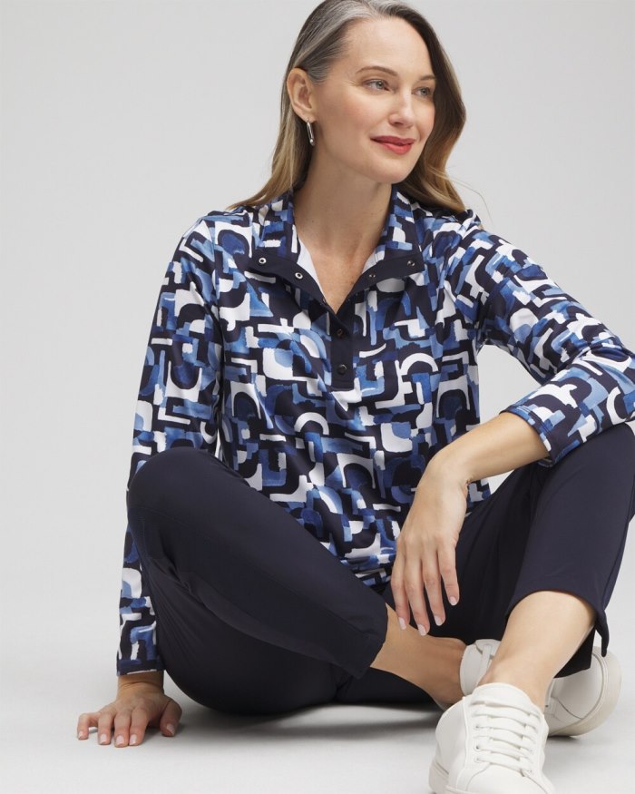 Chicos Zenergy UPF Geo Long Sleeve Top - Classic Navy Chicos Zenergy UPF Geo Long Sleeve Top - Classic Navy