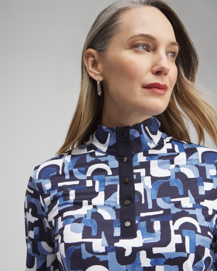 Chicos Zenergy UPF Geo Long Sleeve Top - Classic Navy Chicos Zenergy UPF Geo Long Sleeve Top - Classic Navy