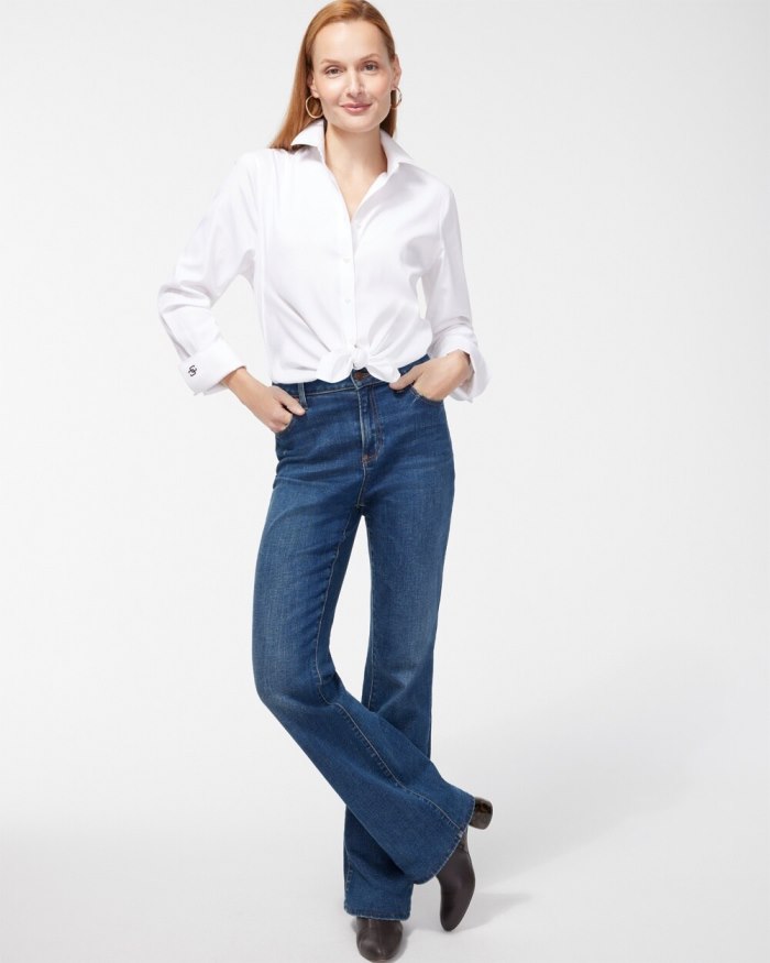Chicos No-Iron Stretch Shirt - Ambered Olive Chicos No-Iron Stretch Shirt - Ambered Olive