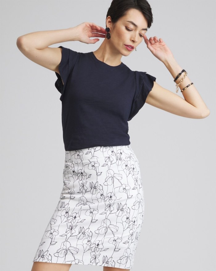Chicos Brigitte Pull-On Floral Skort - Alabaster/Classic Navy Chicos Brigitte Pull-On Floral Skort - Alabaster/Classic Navy