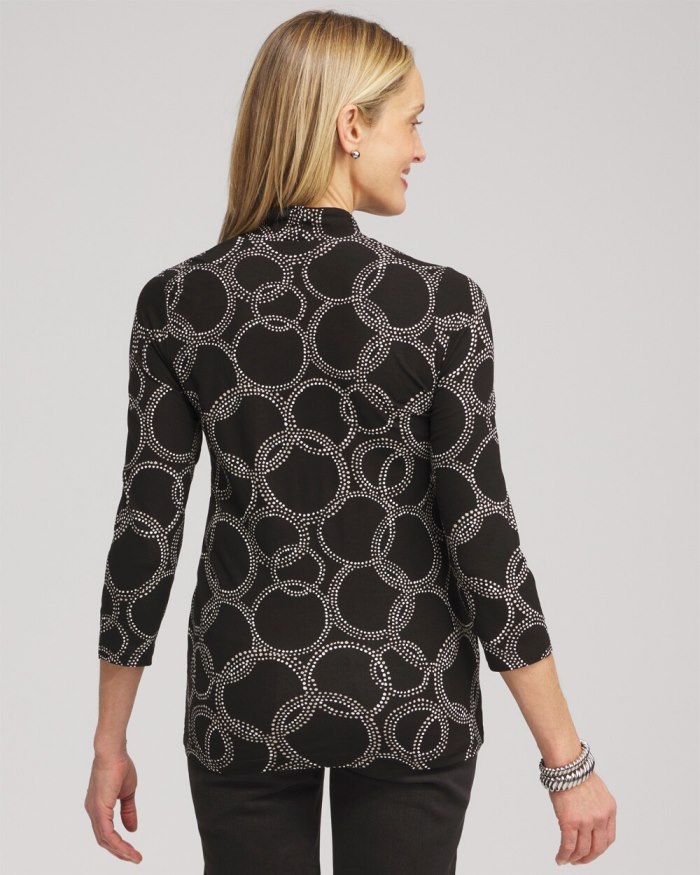 Chicos Touch of Cool Circle Print 3/4 Sleeve Tee - Black Chicos Touch of Cool Circle Print 3/4 Sleeve Tee - Black