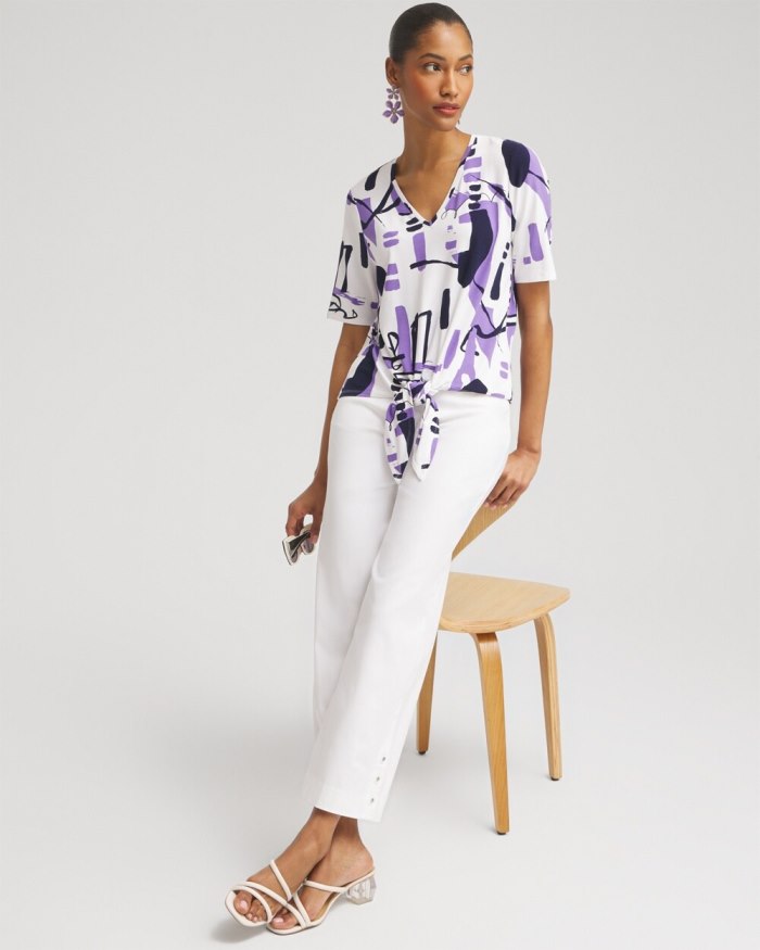 Chicos Abstract Tie-Front Top - Parisian Purple Chicos Abstract Tie-Front Top - Parisian Purple