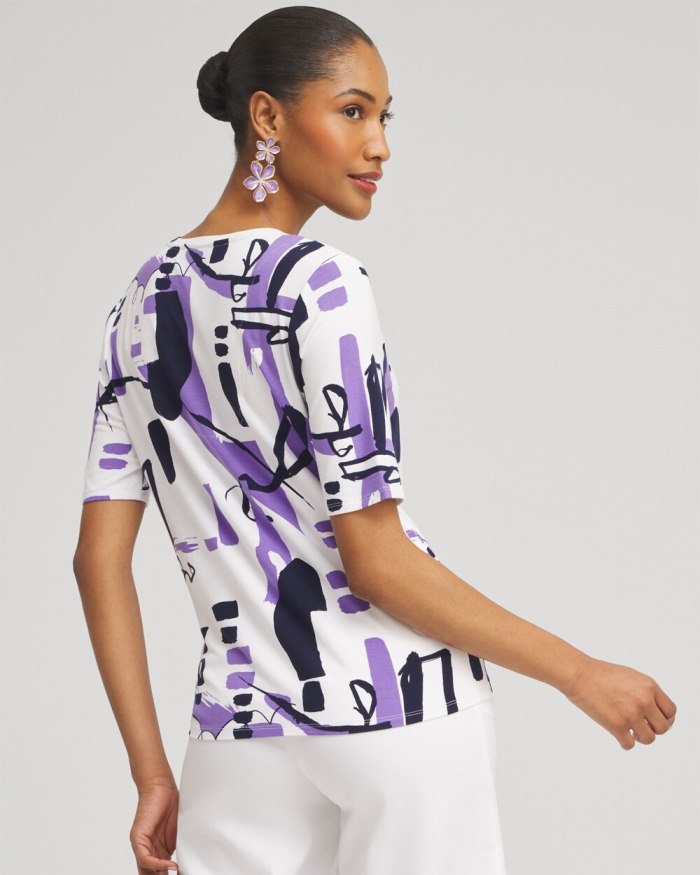 Chicos Abstract Tie-Front Top - Parisian Purple Chicos Abstract Tie-Front Top - Parisian Purple
