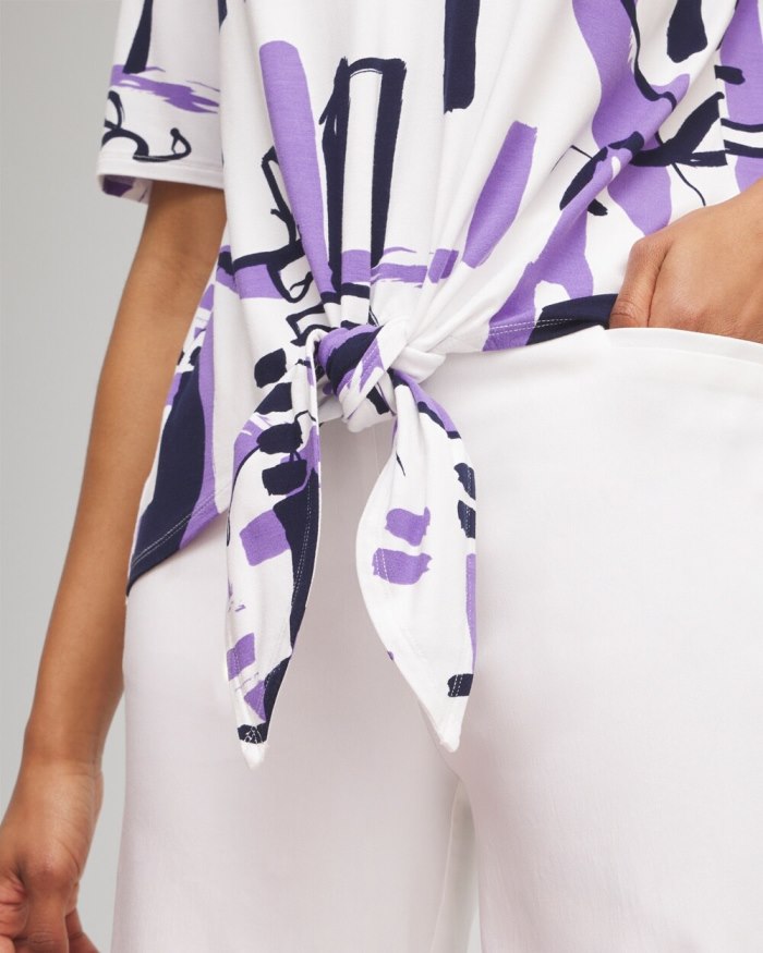 Chicos Abstract Tie-Front Top - Parisian Purple Chicos Abstract Tie-Front Top - Parisian Purple