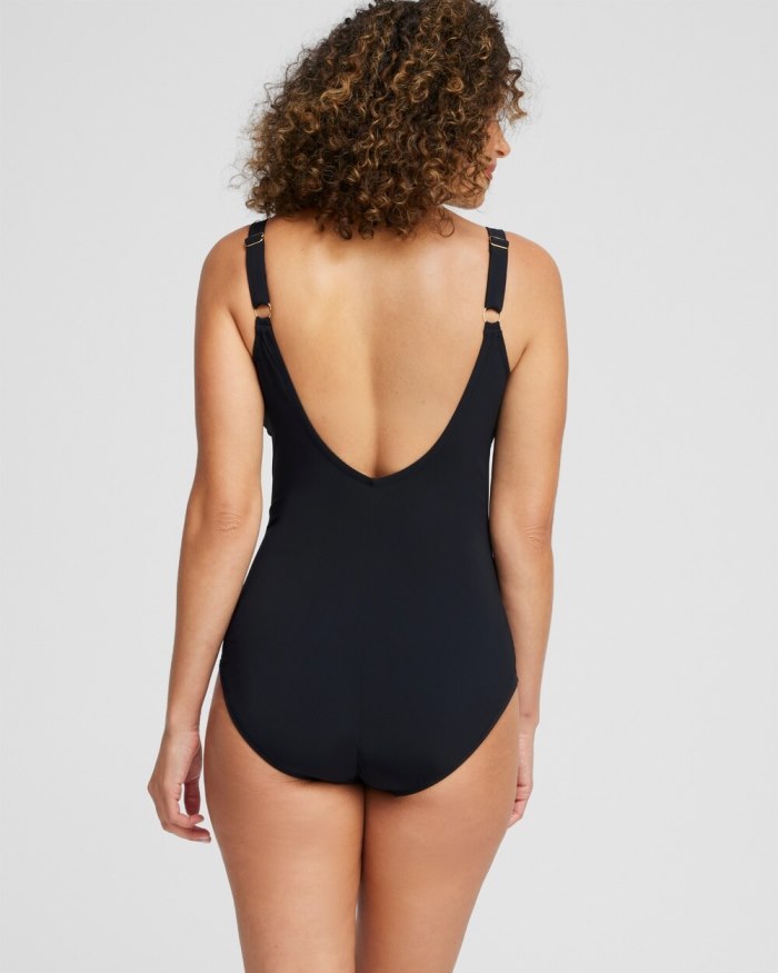 Chicos Gottex V-neck One Piece Swimsuit - Black/Gold Chicos Gottex V-neck One Piece Swimsuit - Black/Gold