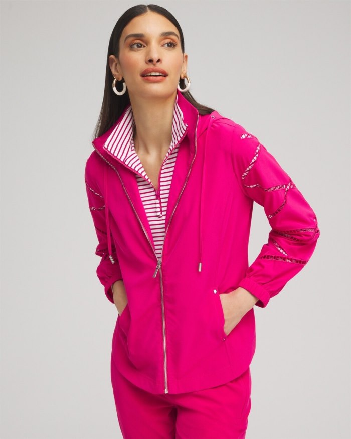Chicos Zenergy UPF Neema Lattice Jacket - Magenta Rose Chicos Zenergy UPF Neema Lattice Jacket - Magenta Rose