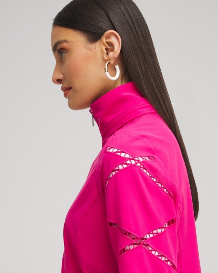 Chicos Zenergy UPF Neema Lattice Jacket - Magenta Rose Chicos Zenergy UPF Neema Lattice Jacket - Magenta Rose
