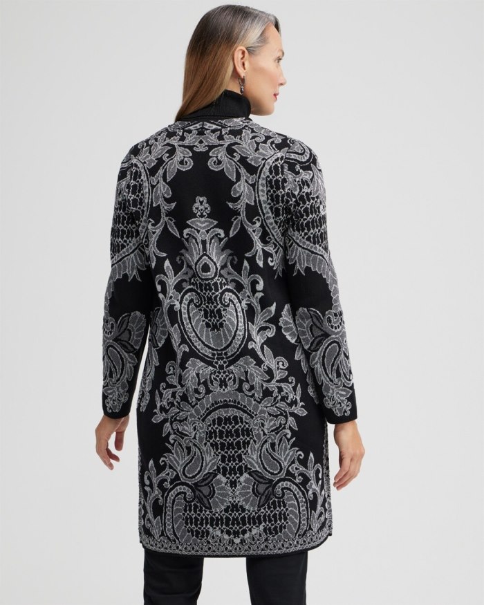 Chicos Paisley Lurex Cardigan Sweater - Black Chicos Paisley Lurex Cardigan Sweater - Black