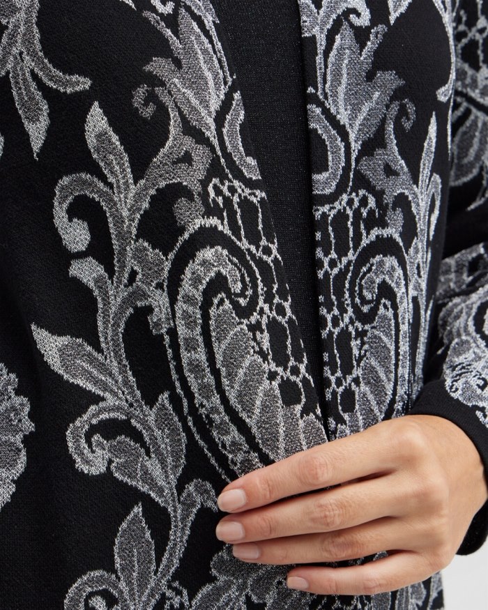 Chicos Paisley Lurex Cardigan Sweater - Black Chicos Paisley Lurex Cardigan Sweater - Black