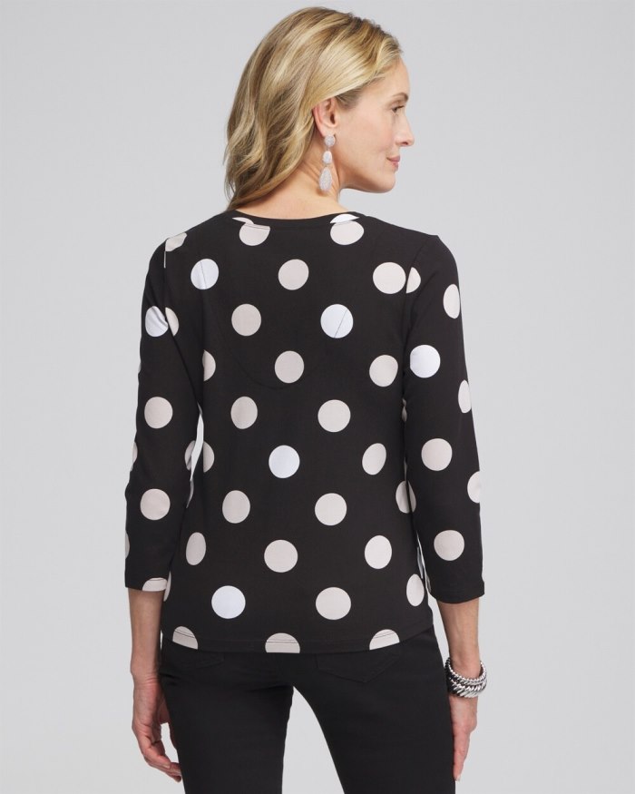 Chicos Polka Dot 3/4 Sleeve Perfect Tee - Black Chicos Polka Dot 3/4 Sleeve Perfect Tee - Black