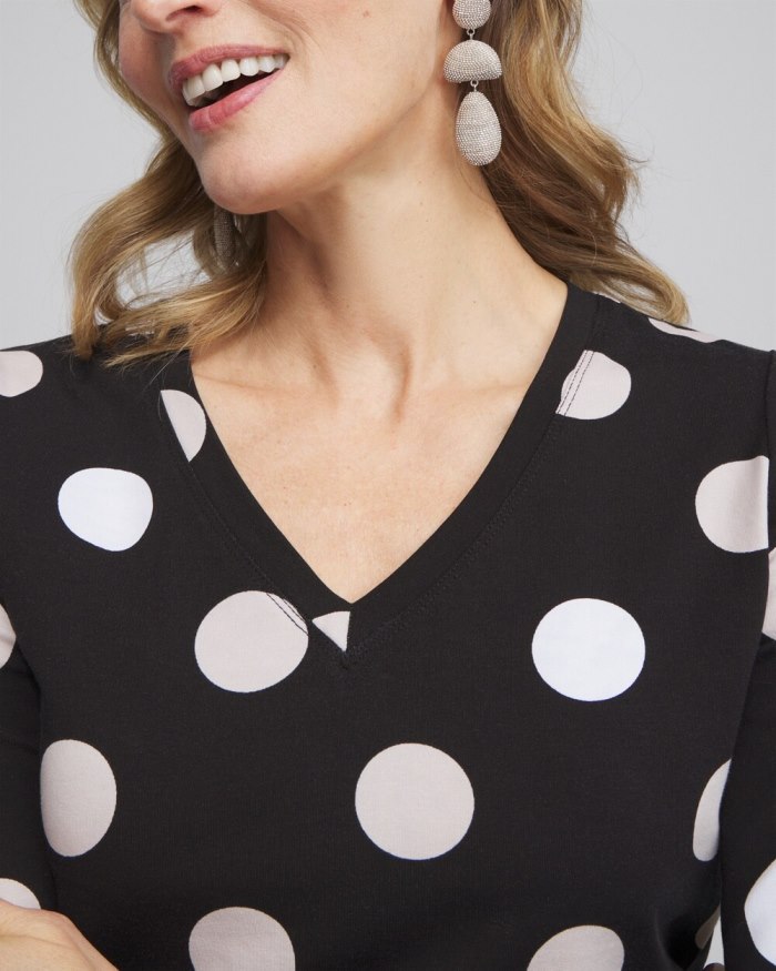 Chicos Polka Dot 3/4 Sleeve Perfect Tee - Black Chicos Polka Dot 3/4 Sleeve Perfect Tee - Black