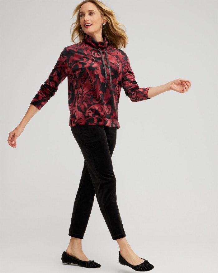 Chicos Zenergy Velour Funnel Neck Pullover - Deep Merlot Chicos Zenergy Velour Funnel Neck Pullover - Deep Merlot