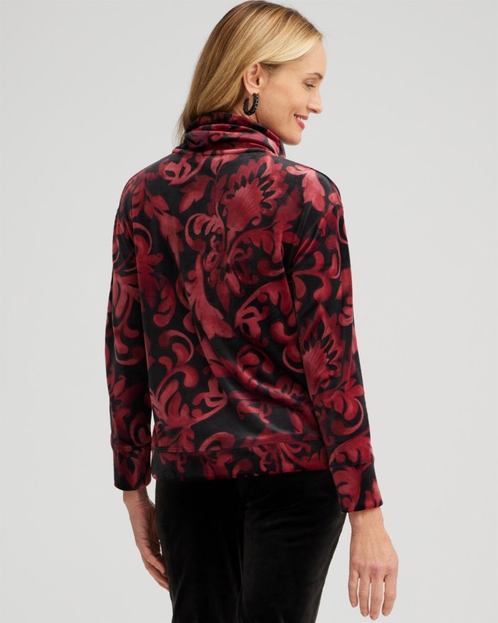Chicos Zenergy Velour Funnel Neck Pullover - Deep Merlot Chicos Zenergy Velour Funnel Neck Pullover - Deep Merlot