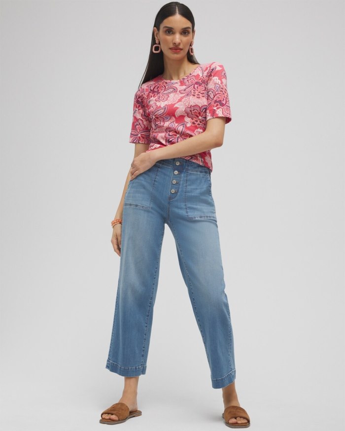 Chicos Floral Everyday Elbow Sleeve Tee - Ginger Rose Chicos Floral Everyday Elbow Sleeve Tee - Ginger Rose