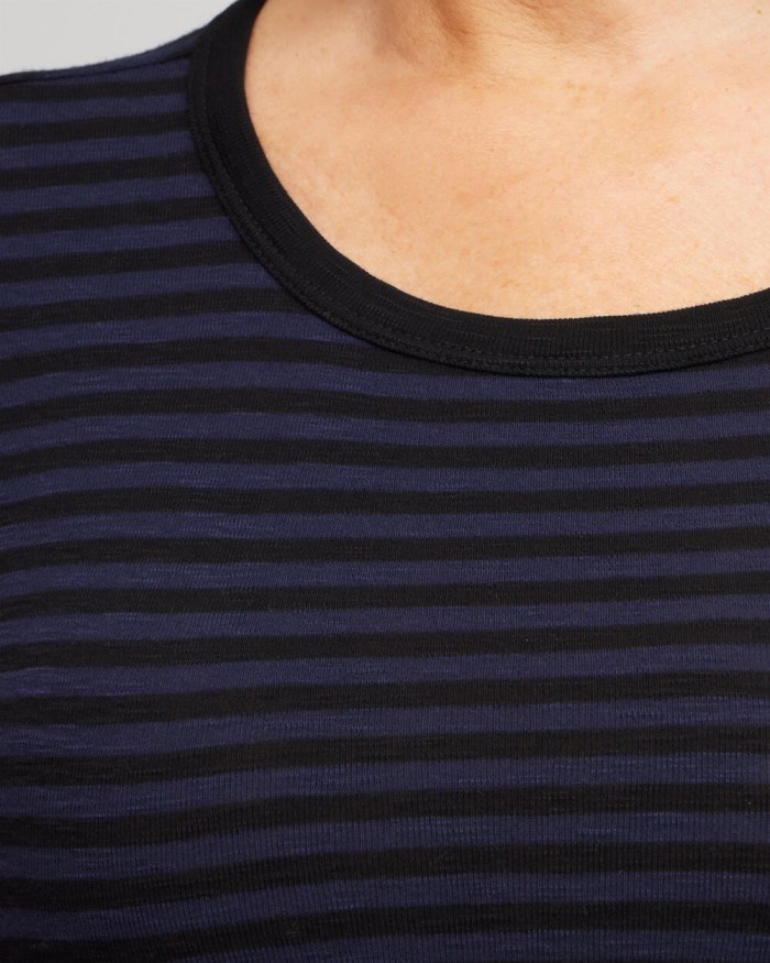 Chicos Stripe Ribbed Layering Tee - Classic Navy Chicos Stripe Ribbed Layering Tee - Classic Navy