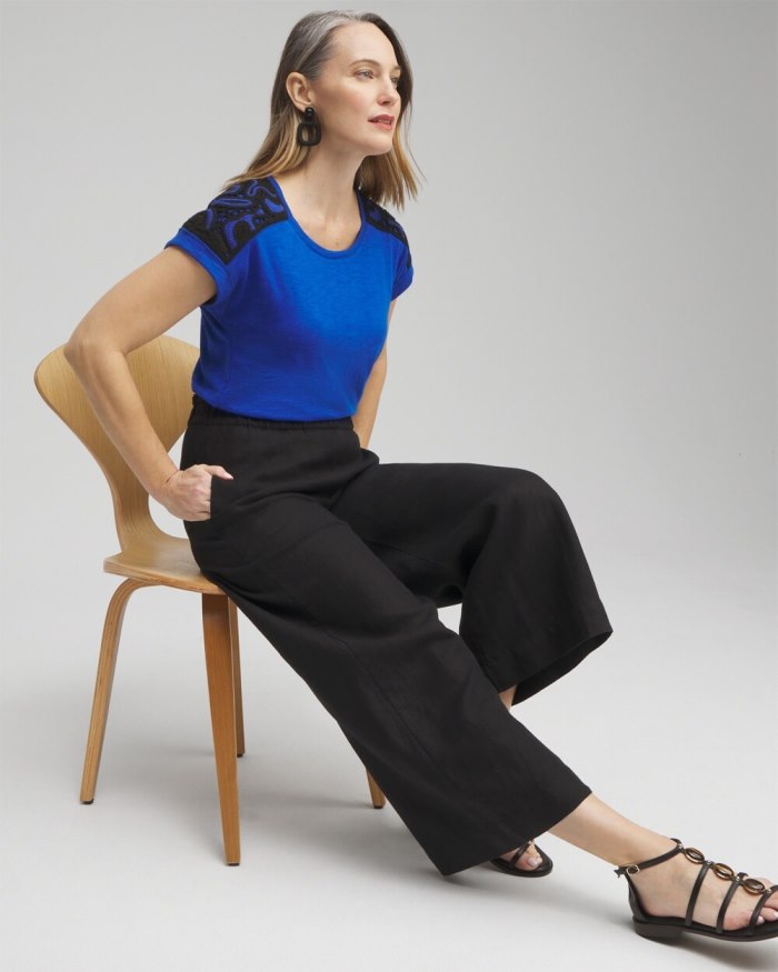 Chicos Crochet Shoulder Top - Intense Azure Chicos Crochet Shoulder Top - Intense Azure