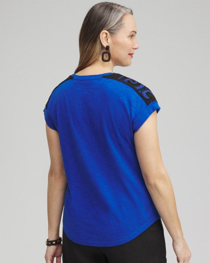 Chicos Crochet Shoulder Top - Intense Azure Chicos Crochet Shoulder Top - Intense Azure
