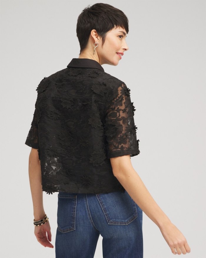 Chicos Lace Applique Shirt - Black Chicos Lace Applique Shirt - Black