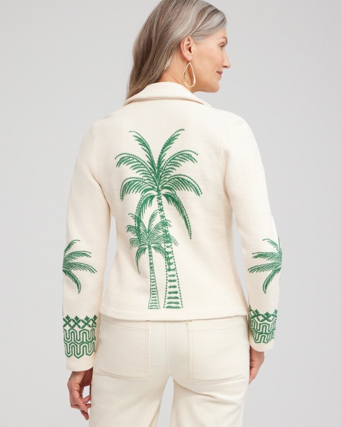 Chicos Embroidered Palms Moto Jacket - Twisted Ivy Chicos Embroidered Palms Moto Jacket - Twisted Ivy