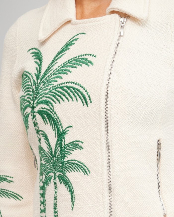Chicos Embroidered Palms Moto Jacket - Twisted Ivy Chicos Embroidered Palms Moto Jacket - Twisted Ivy