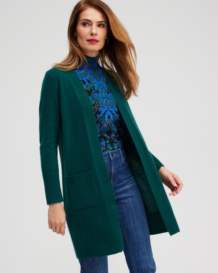 Chicos Cashmere Duster Cardigan Sweater - Green Chicos Cashmere Duster Cardigan Sweater - Green